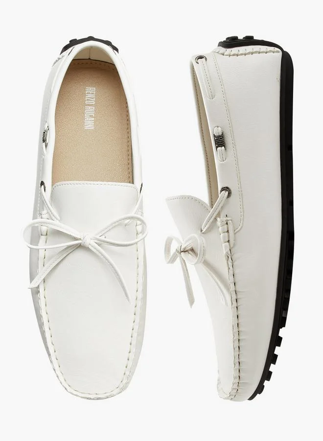 Renzo Ruganni Men Bow Trim Slip-On Loafers